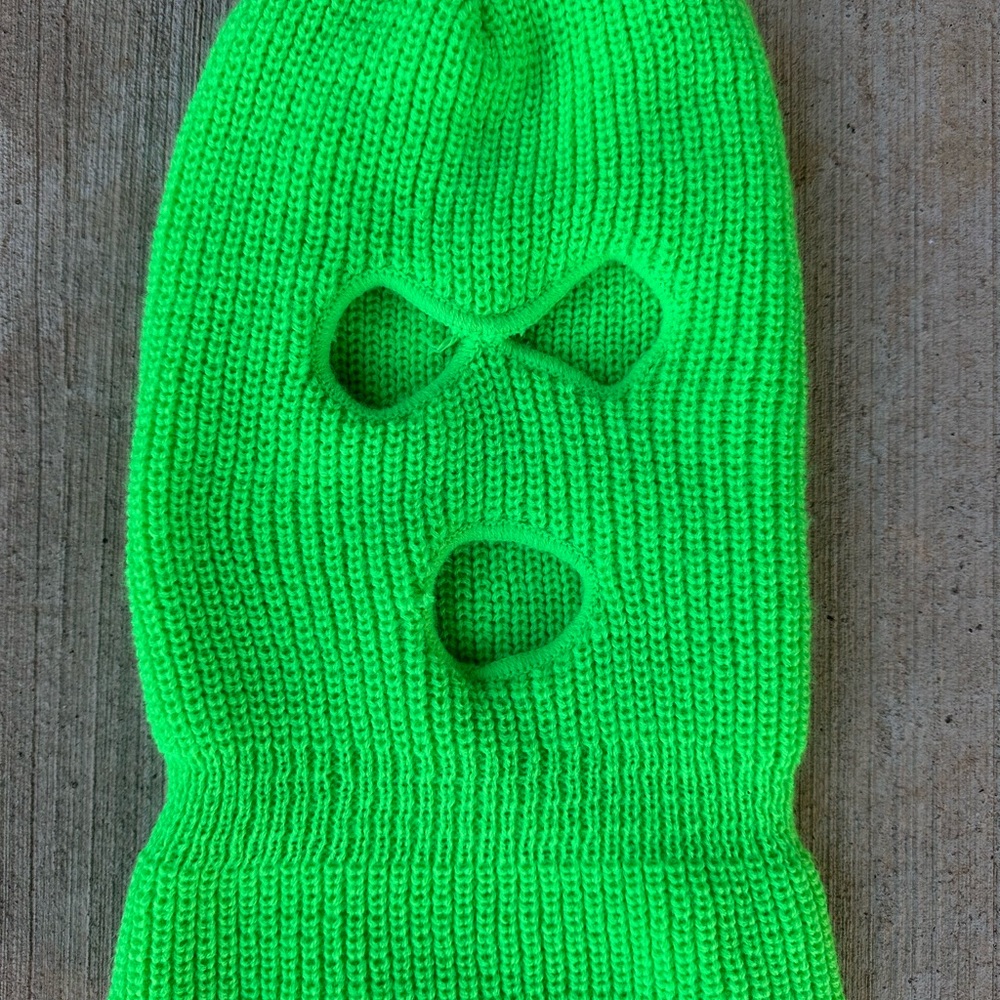 Neon Green Knit Balaclava Ski Mask - Women
